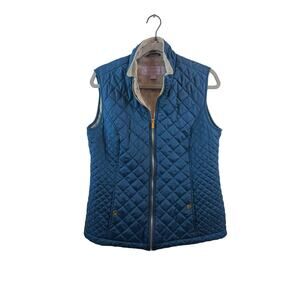 Laura Scott Blue Quilted Vest Size Large